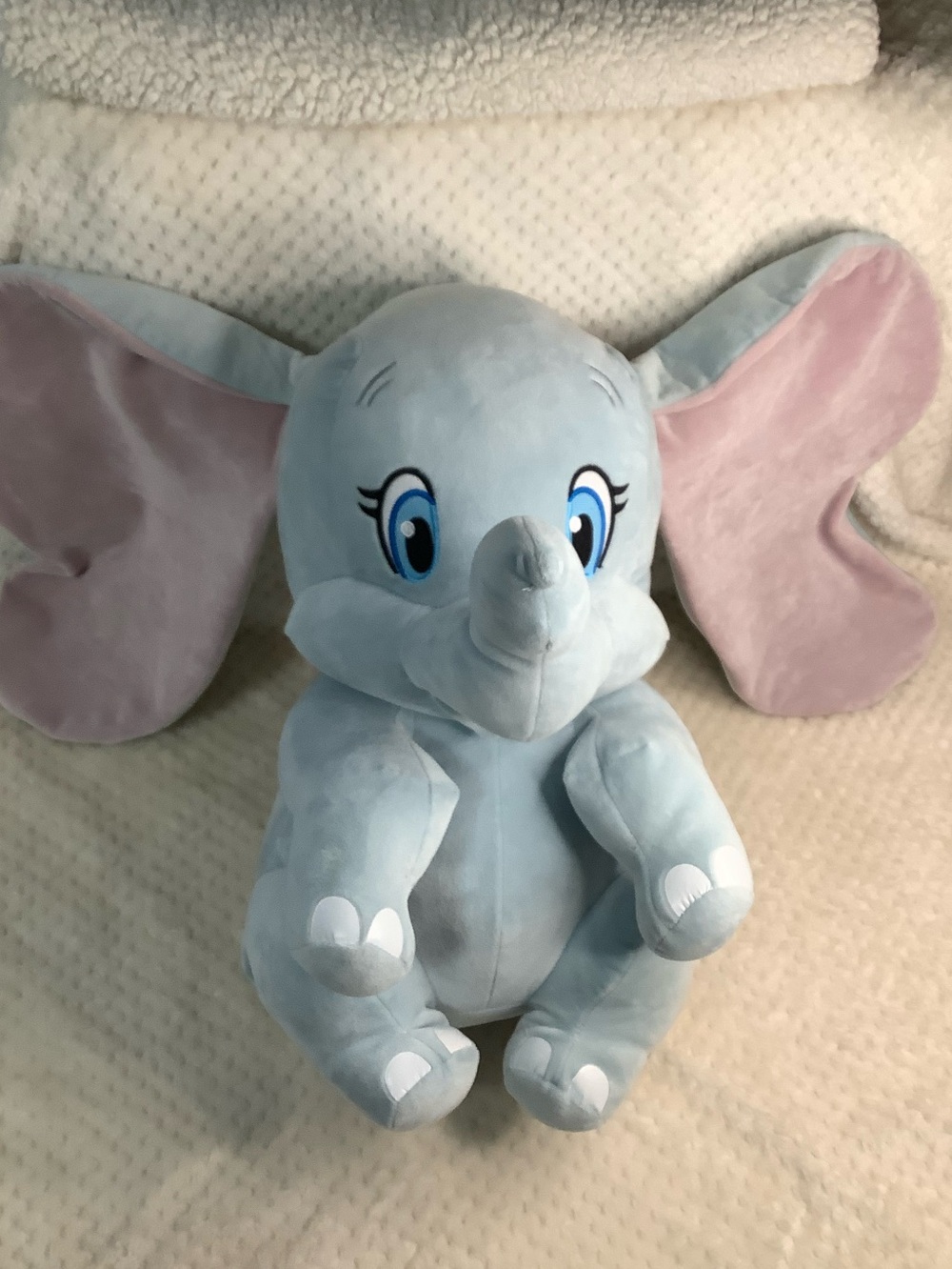Ty X Large Disney Plush Dumbo Stuffed Elephant Light Blue with Big Pink Ears